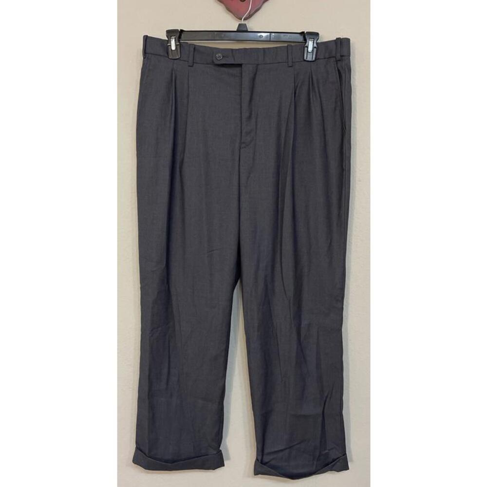 Martino Uomo Moda Men’s Size 38x30 Blue-Gray Pleated Casual Cuffed Pants! A1617
